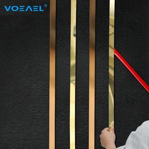 5MRoll Gold Wall Sticker Strip Stainless Steel Flat Self Adhesive Living Room Decoration Mirrors for Home Edge 240112