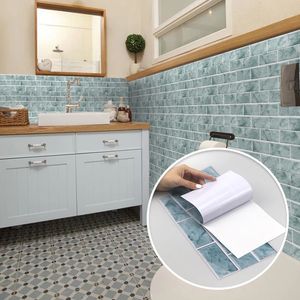 Traditional Chinese Color 3D Bathroom Waterproof Kitchen Oilproof Wall Decals Decorative Tile Stickers Selfadhesive PVC 240112