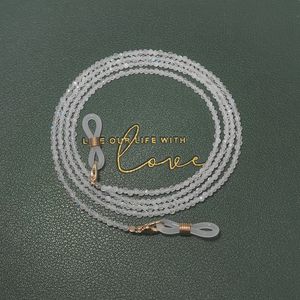 Lii ji óculos corrente pedra moonstone frisado na moda feminino fora óculos de sol acessório colar presente máscara pendurado corda 240111