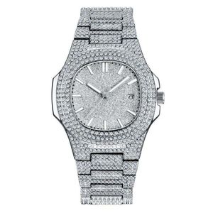 Hiphop Sparkling Quartz Watches Small Gold Hip Hop Trendy and Women Cool Full Diamond Watch Men