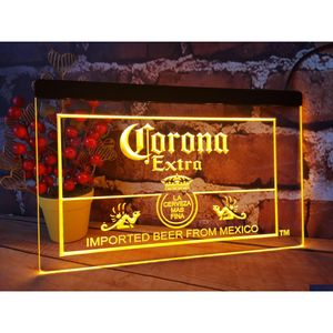 Led sinal de néon corona méxico cerveja bar pub clube 3d sinais luz decoração para casa artesanato entrega gota luzes iluminação feriado dhir8