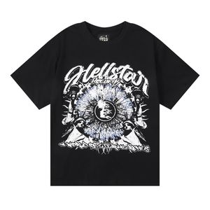 T NEW Hellstar Shirt Designer Graphic Tee Clothing Clothes Hipster Washed Fabric Street Graffiti Lettering Foil Print Vintage Black Loose Tidal Currenthip-hop 916