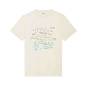 24ss Isabel Marant Designer-T-Shirts, lässig, locker, mit Buchstaben bedruckt, Rundhals-Tops, Damen, kurzärmeliges T-Shirt