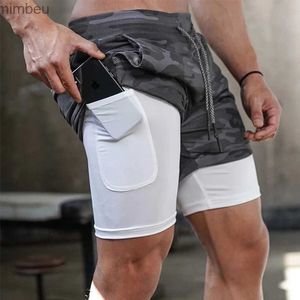 Shorts masculinos 2020 verão correndo shorts homens 2 em 1 esportes jogging shorts de fitness treinamento secagem rápida masculino ginásio shorts masculino esporte ginásio calças curtas 240227