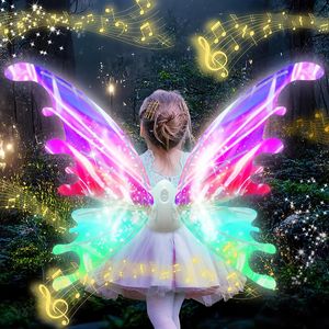 Erweicet Asas de fada Asas de borboleta Crianças iluminam asas de fada para meninas Asas de fantasia