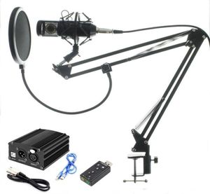 Meslek BM 800 Kondenser Bilgisayar Karaoke Mic BM800 Fantom Power Pop Filtresi Çok Fonksiyonlu Ses Kart3976942