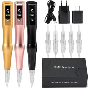 Maskin trådlös PMU Hine Rotary Tattoo Pen Professional Permanent Makeup Microblading Eyebrow Eyeliner Lip for Body Art Supplies