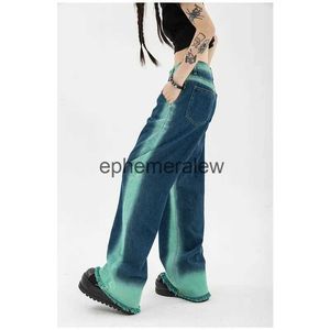 Women's Jeans Pants Capris Womens High Waist Vintage Straight Baggy Chic Design Streetwear Gradient Color Hip Hop Y2K Denim Wide Leg Trouser