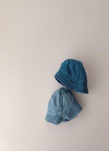 Hårtillbehör Korea Baby Bucket Hat Vintage Denim Kids Hats Summer Sun 2022 Barn Fisherman Caps For Girls Boys AccessoriesH4050356
