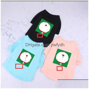 Maglietta per animali domestici ad alta elasticità Abbigliamento per cani Stampa classica di cartoni animati Cani per gatti Magliette estive Soft Touch Schnauzer in cotone T-shirt Drop Delivery Dhdcd