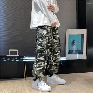 Pantaloni da uomo 2024 Uomo Primavera Autunno Moda Multi Tasche Cargo Baggy Camouflage Stampa Maschio Coulisse Harem F530