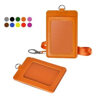 Mobiltelefonband Charms Badge Holder Pu Leather Case Vertical ID Card Holder Er Plånbok med avtagbar lanyardband Business BA DH7XH