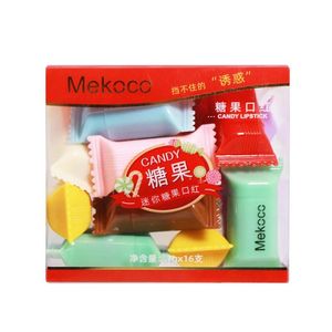 Conjuntos 16 pcs Mini Batom Veet Fosco Sacos de Doces Kawaii Batom Charme Natural Conjunto de Maquiagem para Mulheres Presente Conjunto de Batom Fosco