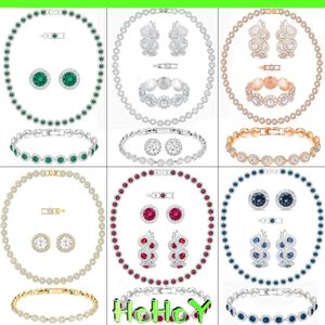 Set Collana originale Set di gioielli boutique Serie ANGELIC Ciondolo in cristallo Orecchini, anelli, bracciali da donna, regalo per feste Logo XFU