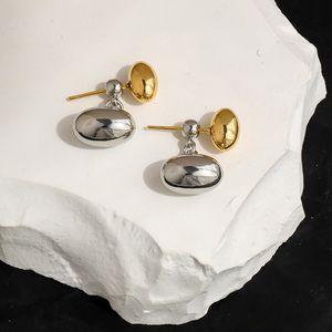 Дизайнерские женские серьги из стерлингового серебра, креативный овальный 14-каратный металлический обруч-гвоздик с коробкой для вечерние ювелирных изделий, подарок, мода
