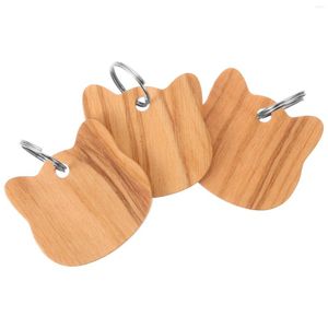 Dog Collars 3Pcs Wooden ID Tag For Cat Pet Collar Head Shaped