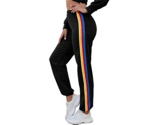 Capuz de moletons femininos moletons femininos Moda Moda Capuz Oversize Rainbow Stripe de manga comprida Sorros de moletom com zíper casaco de bolso Casual 470