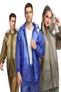 Adult Thickening Riding Raincoat PVC Split Raincoat Suit Outdoor Camping Waterproof Raincoat Unisex Fashion Rain Wear1929266