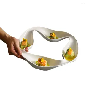 Plates Tourism Ceramic Tableware Els And Restaurants Special-shaped Cold Dishes Platter Pure White Three Or Four Dishes.