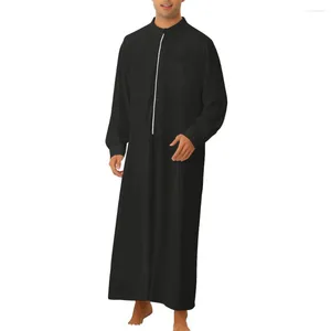 Etniska klädtröjor Mens Robe Leisure T-shirt Autumn Underhirt Bathrobe BLOUSE-knapp i full längd Kaftan långärmad Comfy