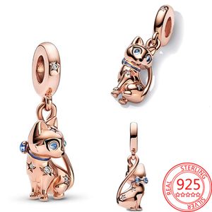 Ny ankomst Sier Sparkling Rose Gold Pet Cat Kitty Charm Fit Armband och halsband DIY Kvinnans smycken födelsedagspresent