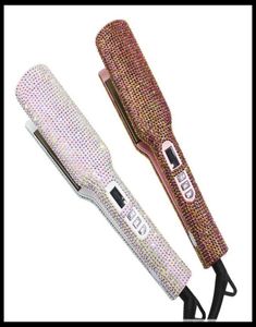 STOCK 34 WIDE Taurus 105 Crystal Flat Iron Sparkle 2 in 1 Bling Diamond MCH Professional Hair Irons Curling Straightener Styling 8089348