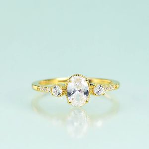 Gem's Beauty 14K vergoldet für Damen Ringe 925 Sterling Silber AAAA Zirkonia Ringe Verlobungsantrag Ehering 240111
