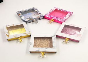Designer Crystal Handle Square Lash Box Tomt False Eyelash Packaging Box Fake 3D Mink Lashs Boxar Faux Cils Strip Diamond Magnet4677220