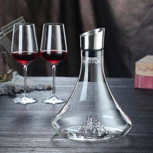 Högklassig Guanshan -stil Decanter Borosilicate Glass Wine Bottle Dispenser Snow Mountain Shape 1800 ml Röd 240111