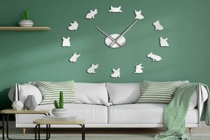 French Bulldog DIY Giant Wall Clock France Pies domowy duży nowoczesny zegar ścienny francuski zegarek ścienna DoD rasy miłośnicy psów prezent x075388920