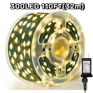 110 Feet 300 LED Garden String Lights, Outdoor Waterproof Christmas Tree Lights, With 8 Modes Remote Timer, For Outdoor Indoor Christmas Decoration.