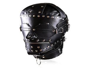 Leather BDSM Bondage Mask SM Totally Enclosed Head Hood Restraint Gear Adult Sex Game Sex Toys For Couples3667622