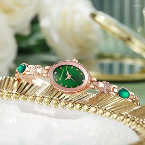 Wristwatches Brand Women Bracelet Watch Simple Fashion Luxury Diamond Inlaid Retro Oval Ladies Wristwatch Drop Gift Clock