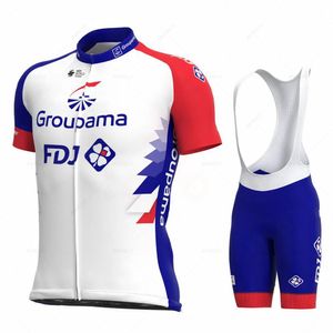 Sets Neue 2022 GROUPAMA FDJ Team Weiß Radfahren Kleidung Bike Jersey Ropa Herren Fahrrad Sommer Radfahren Trikots 19D Gel pad Bike Shorts