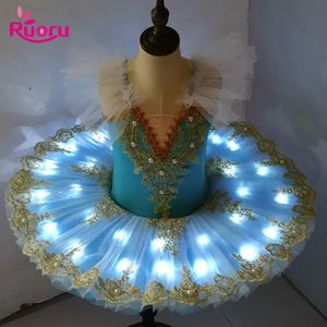 Ruoru Tutu Ballet Led Led Light Swan Lake Ballerina Pancake Tutu Girl Women Adult Child Ballet Dress Kids Dance Costumes Tutu LED 240111