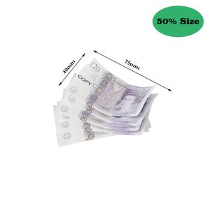 50% storlek Aged Prop Money UK Pounds GBP Bank Copy 10 20 50 100 Party Fake Money Notes for Music Video, utvecklar tidiga matematikfärdigheter, barnspel, förskolematikspel och fester