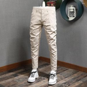 Pantaloni da uomo estivi color kaki Pantaloni casual slim fit in cotone elasticizzato