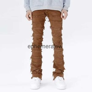 Men's Jeans 2023 American High Street Erosion Damaged Fur Vintage Jeans Men's Youth Trendy Straight Slender Slim Micro Pants streetwearephemeralew