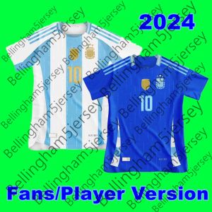 2024 MESSIS Argentina Home Away Jersey J.ALVAREZ Camisas de futebol DI MARIA DYBALA MARTINEZ MAC ALLISTER E.FERNANDEZ MARADONA homens crianças fãs pla