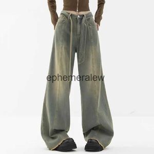 Kvinnors jeans byxor capris vinter y2k mode kvinnor harajuku bred ben punk lösa långa långa byxor denim last baggy femme streetwear