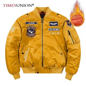 Hip Hop Jacket Men Autumn Winter Thick Army Navy Yellow Military Motorcykel MA1 Pilot Baseball Bomber 240111