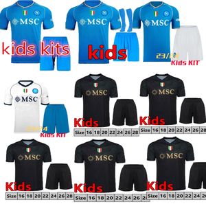 23 24ナポリサッカージャージマグリアナポリ2023 2024ゴールキーパーZielinski Anguissa Olivera Kvaratskhelia Kids Kits Football Shird Osimhen Lozano SSCファン