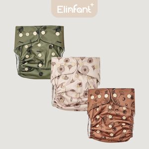 Elinfant 3st Set Recycled Fabric Suede Cloth Baby blöja med 6st bambu Terry Absorbents 240111