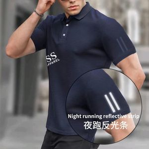 Mäns Plain Weave Men's Pure Cotton Casual Reflective Short Sleeved Printed Top T-Shirt Polo Shirt Men's Clothing 240111