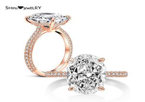 Cluster Ringe Shipei 100 925 Sterling Silber Oval Cut 5CT Echte Moissanit Diamanten Edelstein Engagement Rose Gold Frauen Feine Juwel9056650
