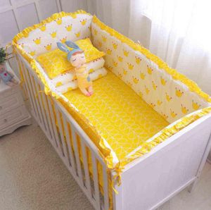 7st baby sängkläder set 100 bomullsängsängs barnsängskydd Säkra stötfångare Lakan Kunnsbeläggning Kudde 2112036156882
