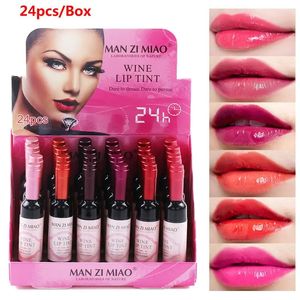 24 unidades conjunto de batom líquido fosco em massa vinho tinto matiz labial atacado de longa duração à prova d'água cosméticos maquillaje lipgloss 240111