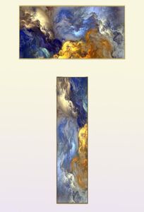 Dipinti Wangart Colori astratti Unreal Canvas Poster Blu Paesaggio Wall Art Pittura Soggiorno Appeso a parete Modalità qylUII packi1849638