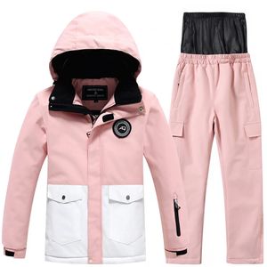 -30 Grad Kinderbekleidungsset Jungen Mädchen Kinder Snowboard Skianzug Wasserdichte Outdoor-Sportjacke Hosen Kleidung Schneeanzug Teenager 240111