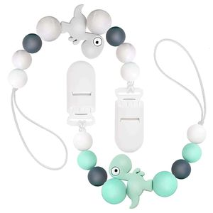 Clips Baby Universal-Schnullerhalter aus lebensmittelechtem Silikon für Zahnungsspielzeug für Mädchen, 2er-Pack (grün + grau)